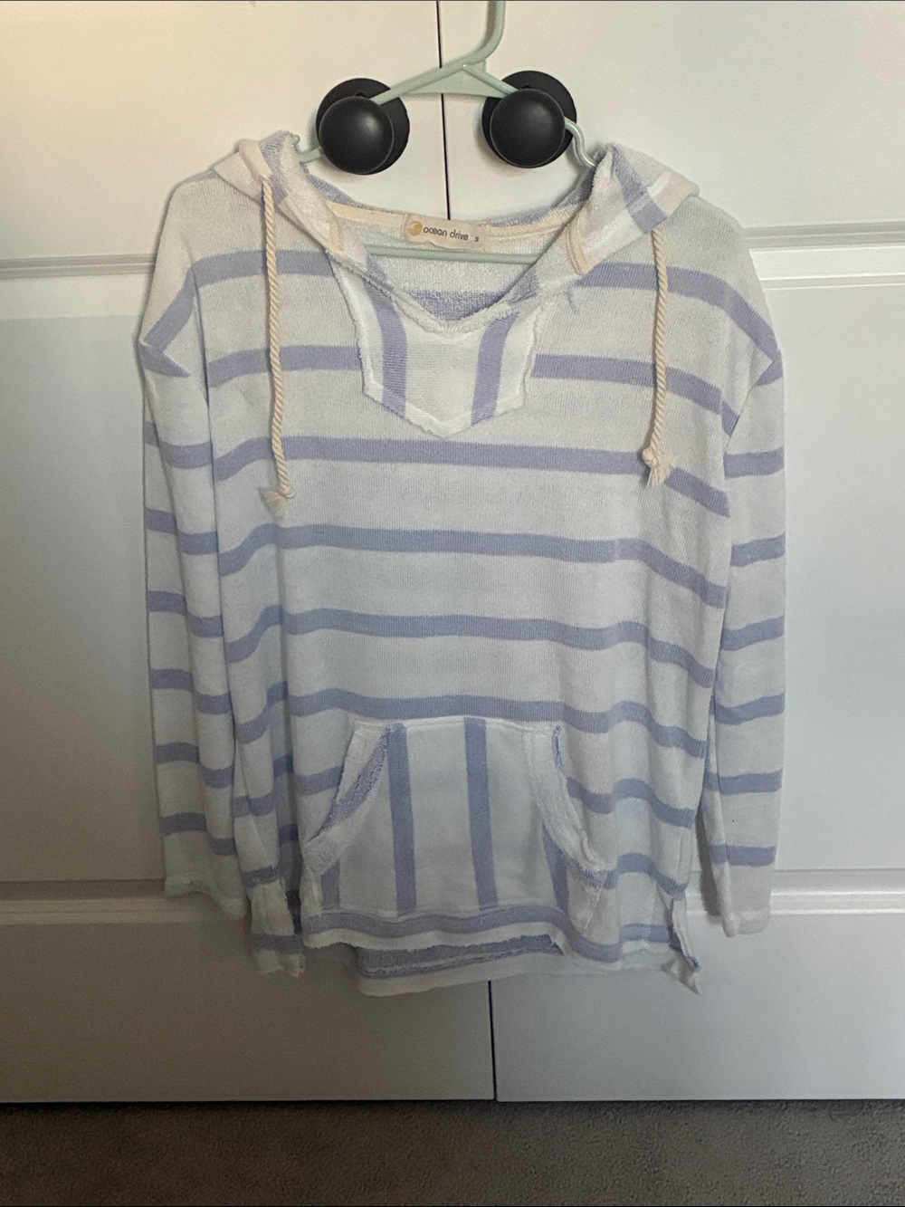 White and blue stripe women’s sweatshirt